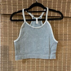 NEW!!  Zenana Blue Ribbed Cropped Tank Top